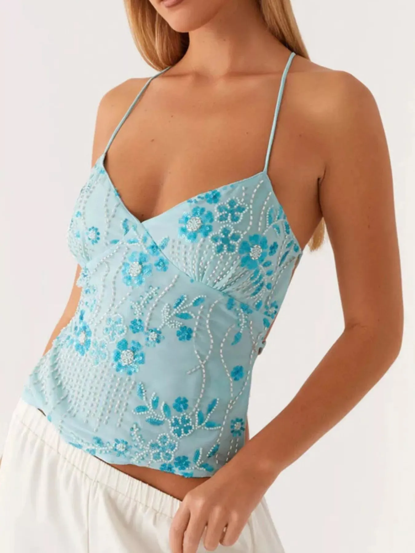 Embroidered Sequin Tie Back Cami sold by Unique Kulture product image thumbnail 5