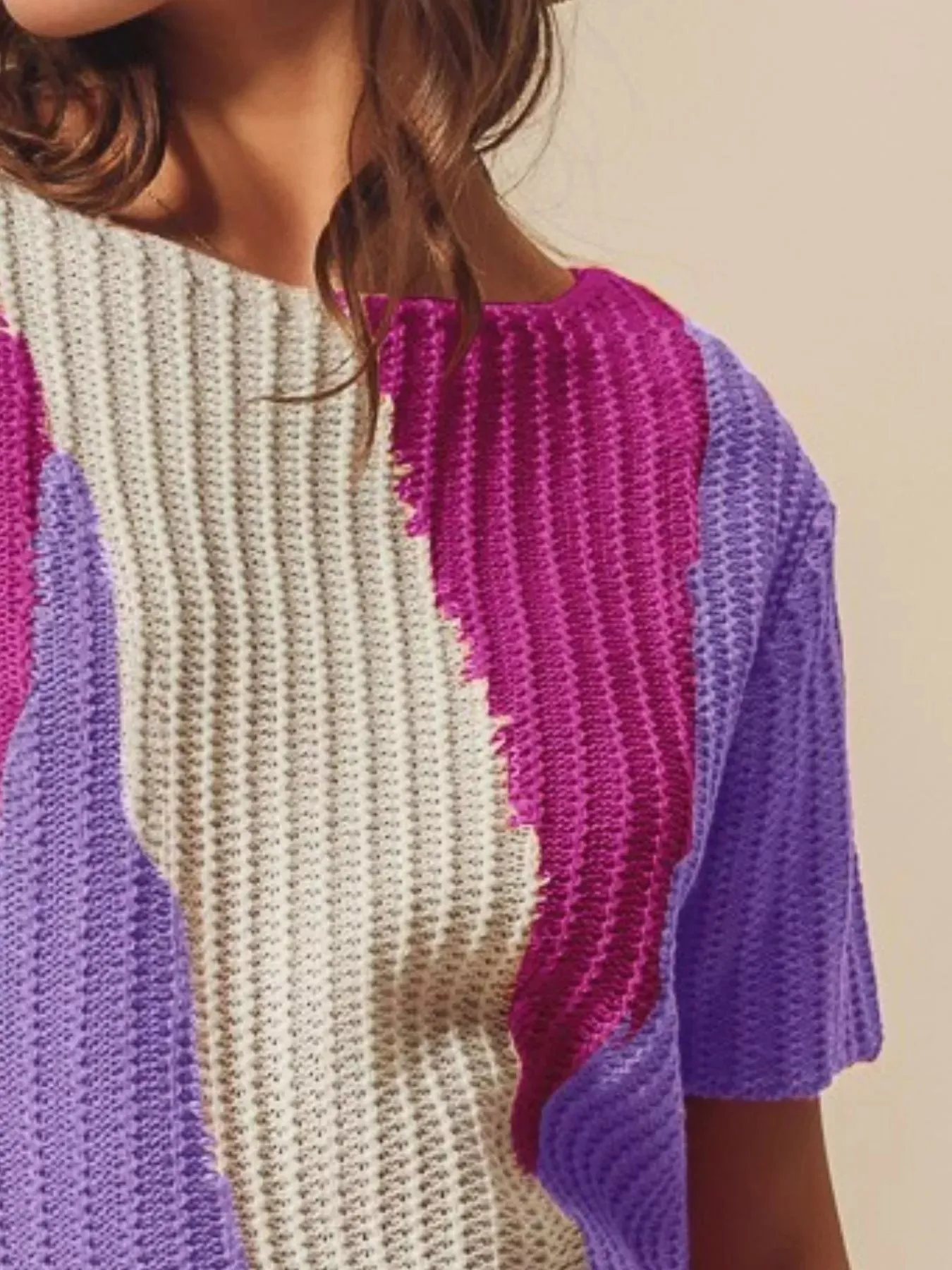 SO ME Boat Neck Multi Colored Lightweight Sweater Top sold by Unique Kulture product image thumbnail 2