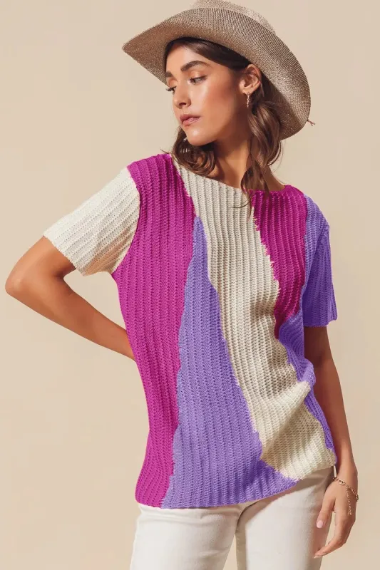 SO ME Boat Neck Multi Colored Lightweight Sweater Top sold by Unique Kulture
