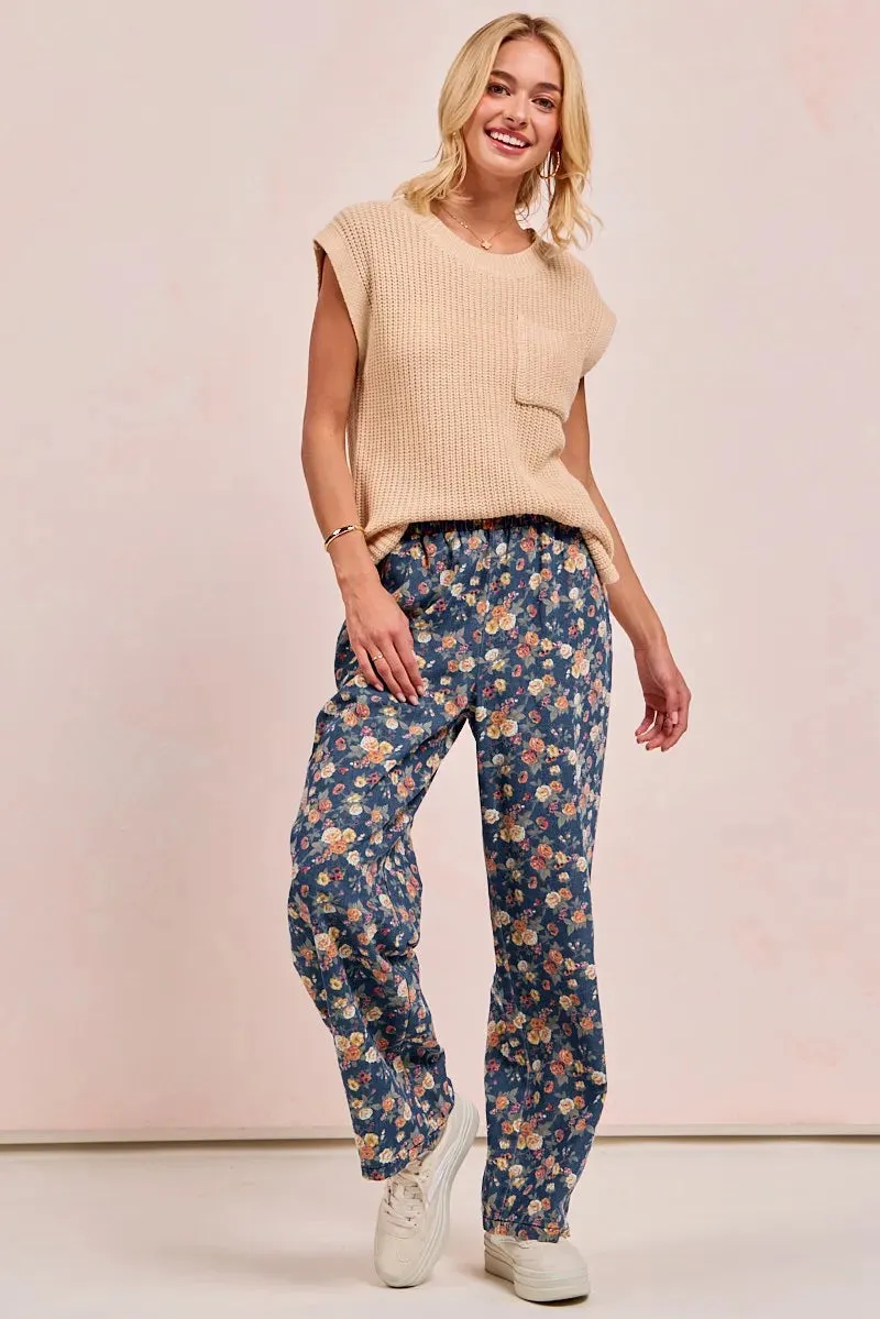 BiBi Washed Floral Print Wide Leg Jeans sold by Unique Kulture product image thumbnail 3