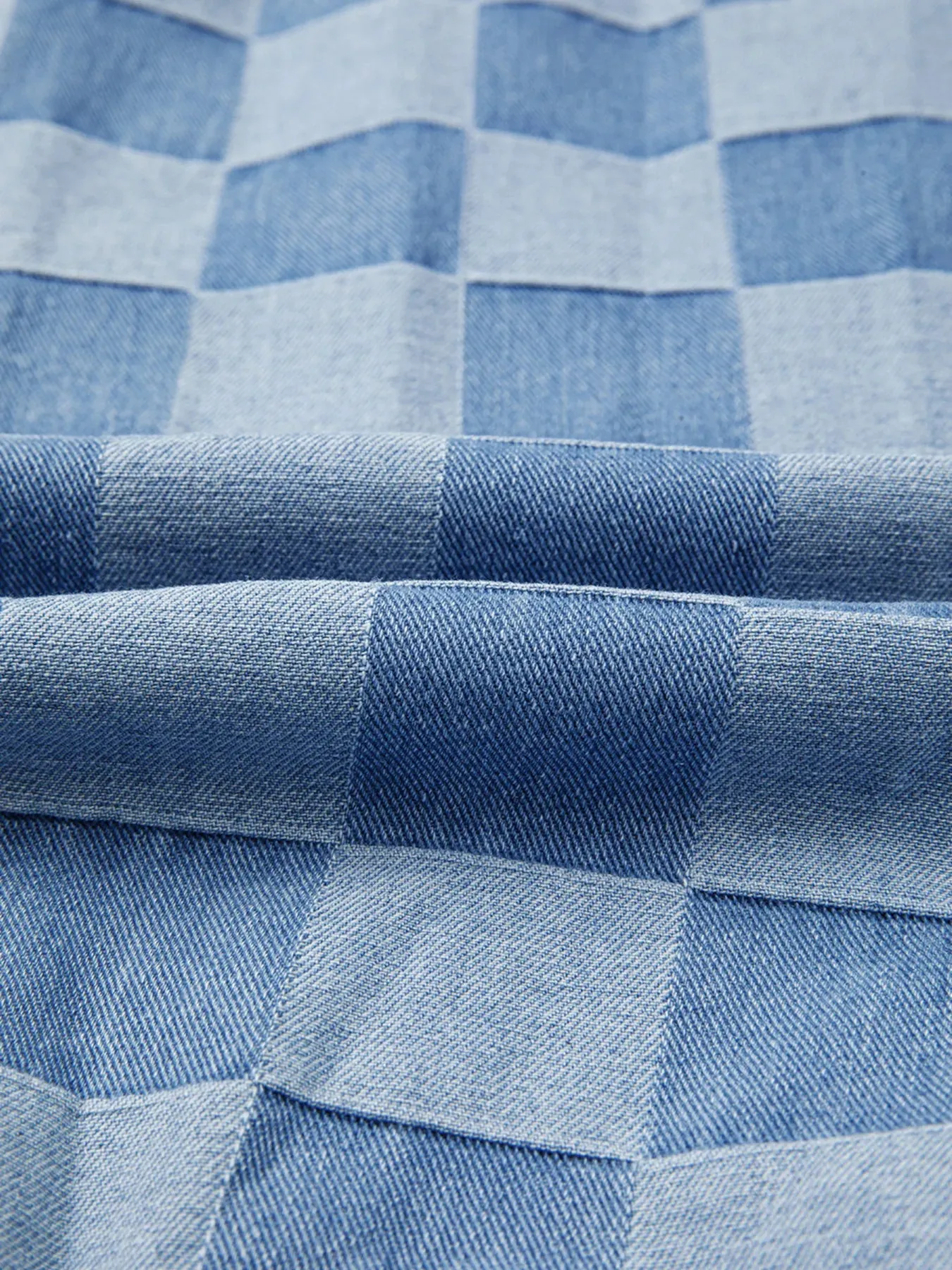 Checkerboard Splicing Raw Detail Oversized Denim Top sold by Unique Kulture product image thumbnail 5