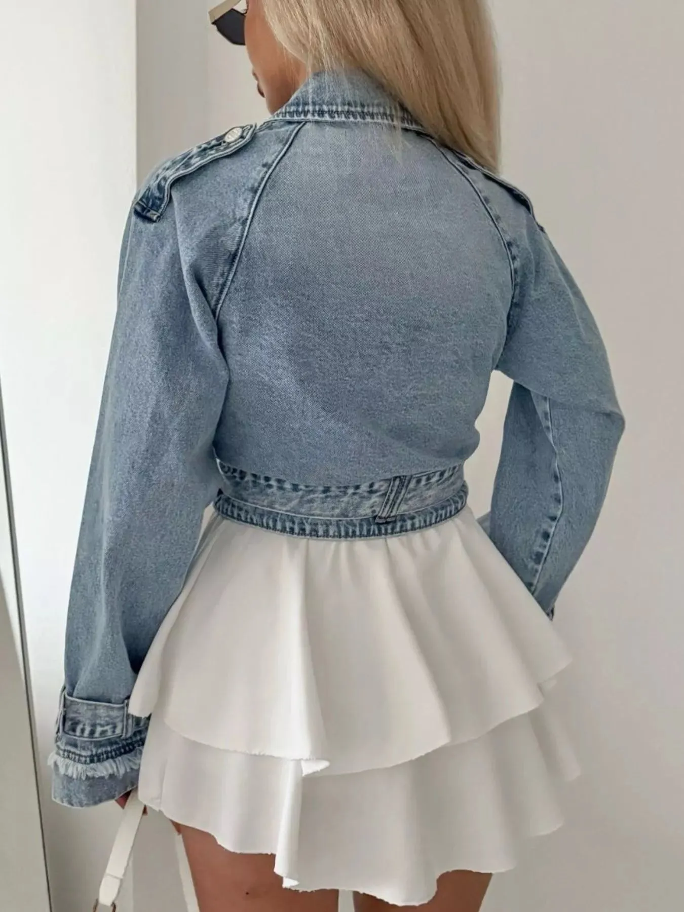 Long Sleeve Crop Denim Jacket sold by Unique Kulture product image thumbnail 3