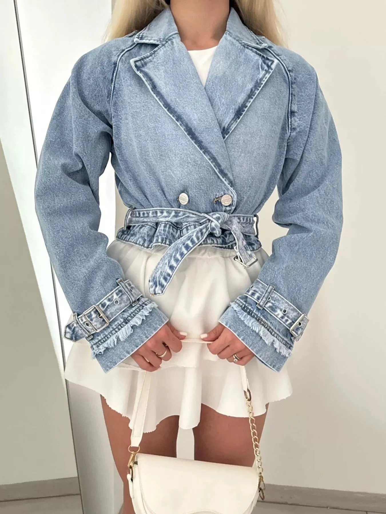 Long Sleeve Crop Denim Jacket sold by Unique Kulture product image thumbnail 2
