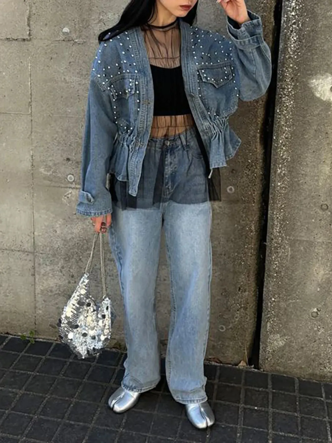 Studded Button Up Denim Jacket sold by Unique Kulture product image thumbnail 5