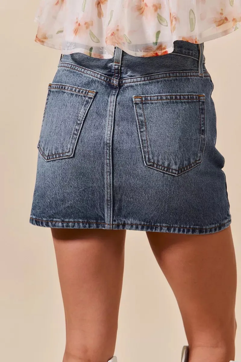 SO ME Washed Denim Mini Skirt with Pockets sold by Unique Kulture product image thumbnail 4
