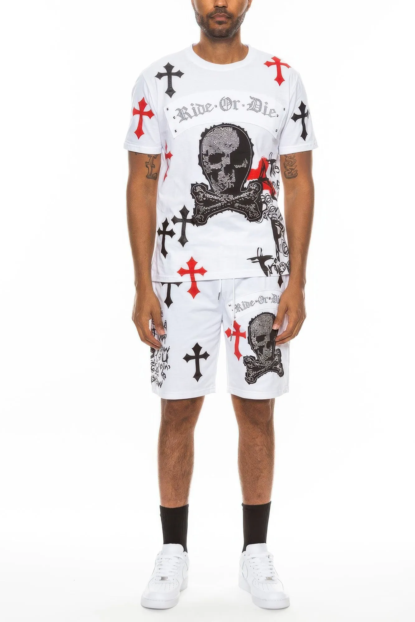 Cotton Print Chome Cross Thirt Short Set sold by Unique Kulture product image thumbnail 4
