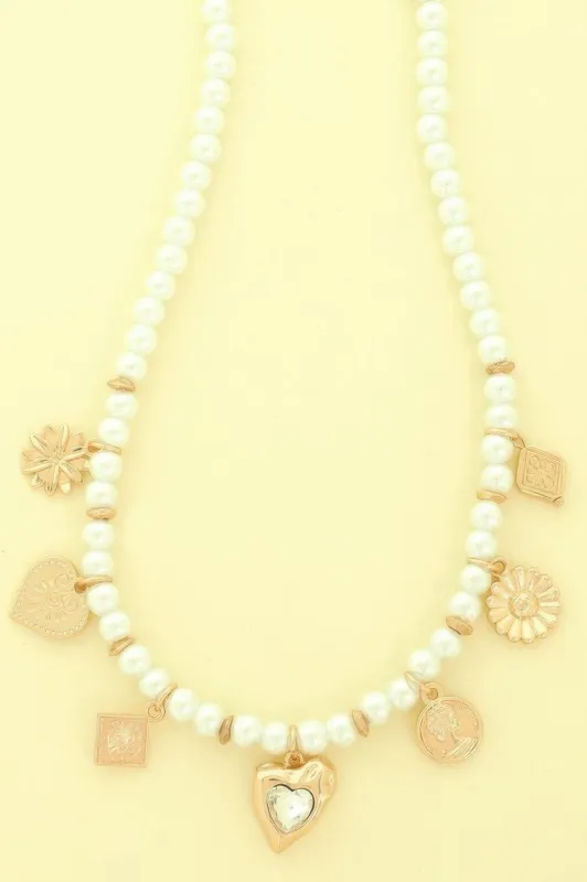 Pearl Bead Charm Necklace sold by Unique Kulture