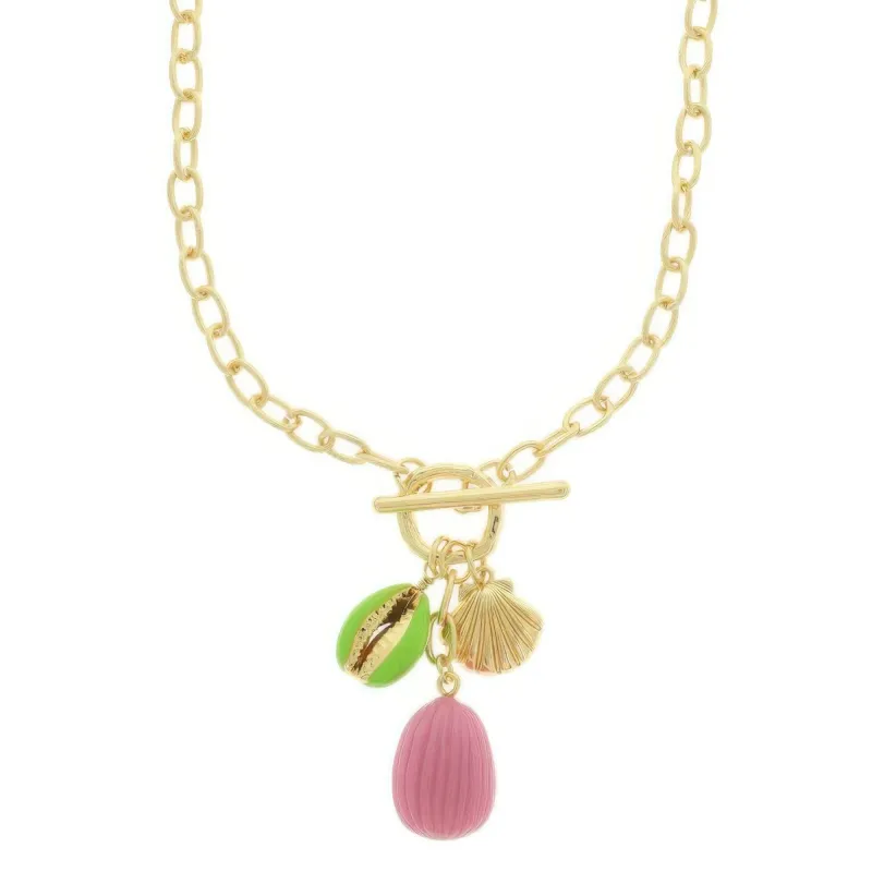 Seashell Theme Enamel Charm Necklace sold by Unique Kulture