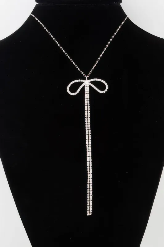 Rhinestone Bow Necklace sold by Unique Kulture