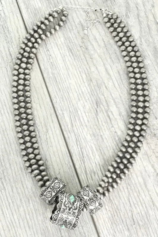 Western Navajo Barrel Pendant Beaded Necklace made by Unique Kulture