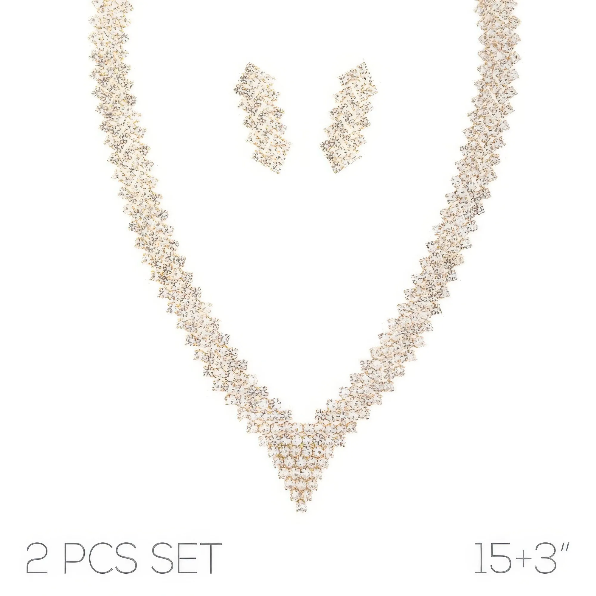 Crystal Rhinestone V-shape Necklace Set sold by Unique Kulture