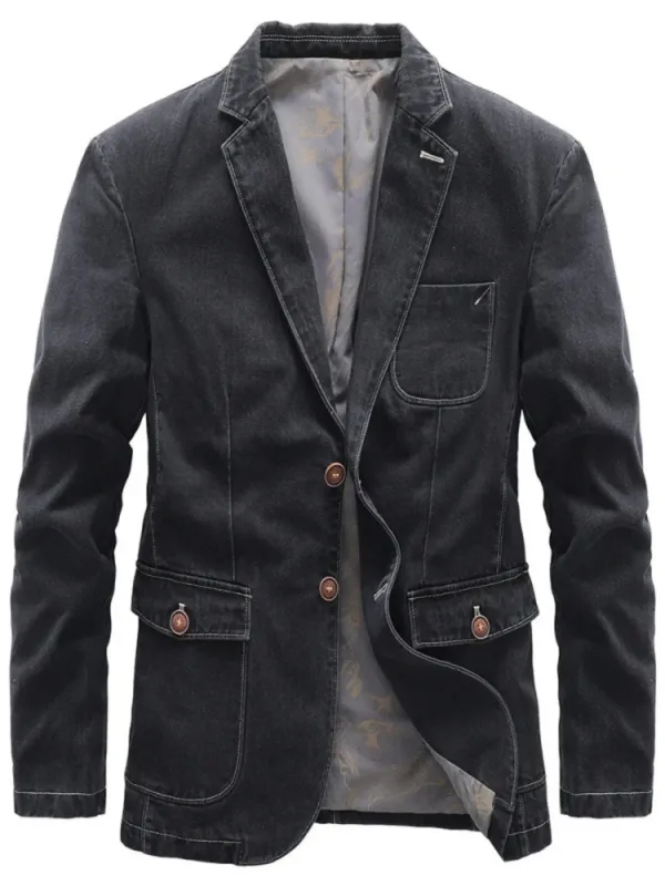 Men's Full Size Lapel Collar Long Sleeve Blazer Plus Size made by Trendsi