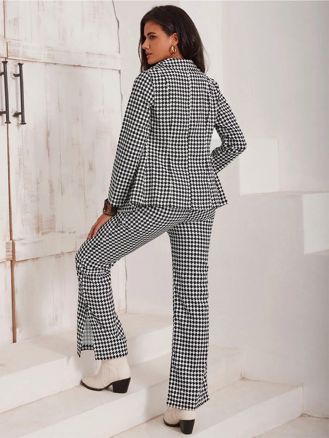 Checkered Blazer & Slit Pants Set sold by Unique Kulture product image thumbnail 2