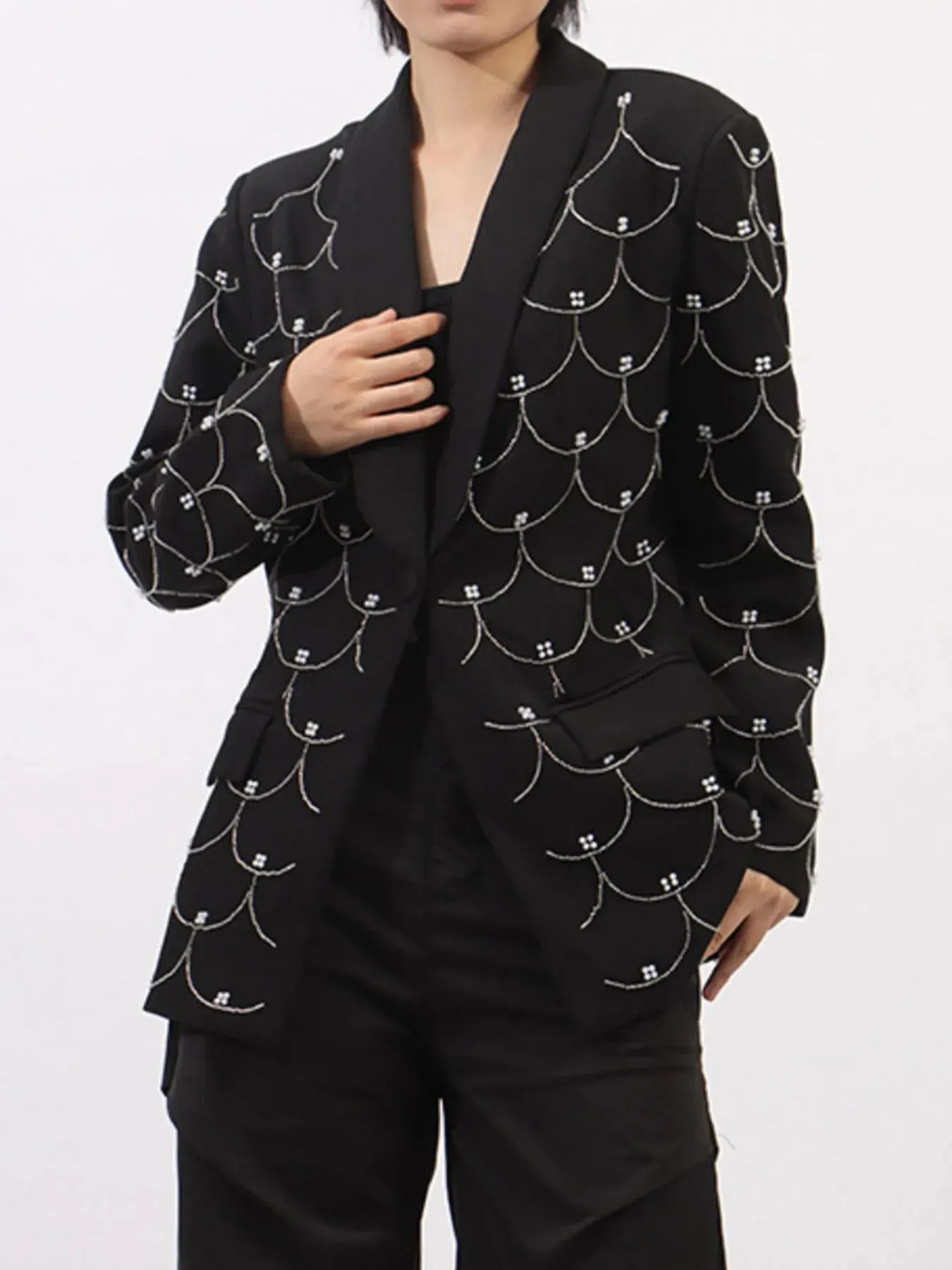 Pearl Detail Long Sleeve Blazer sold by Unique Kulture product image thumbnail 4