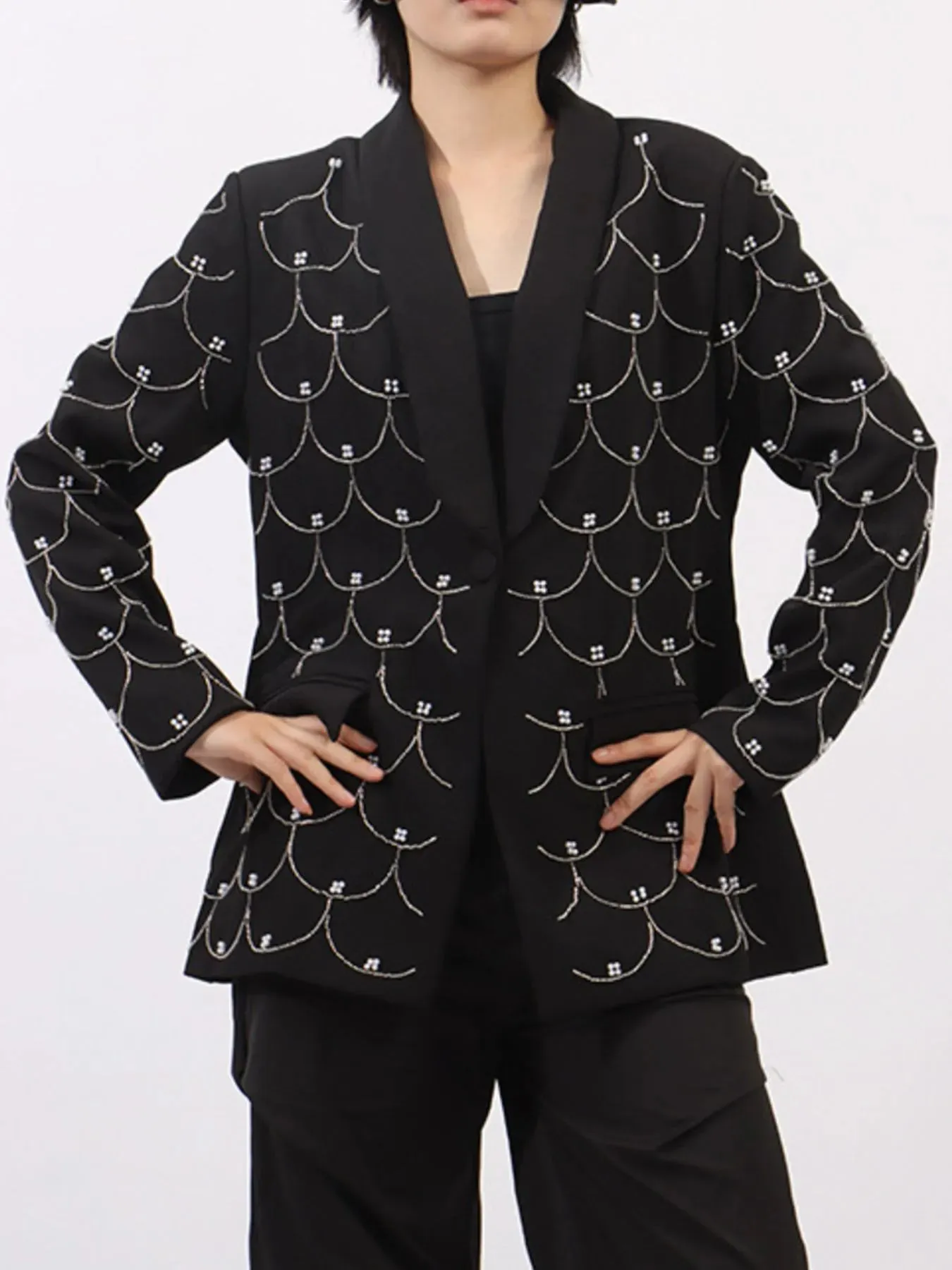 Pearl Detail Long Sleeve Blazer sold by Unique Kulture product image thumbnail 2