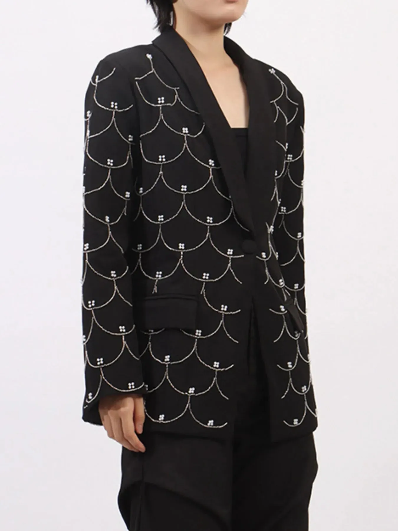 Pearl Detail Long Sleeve Blazer sold by Unique Kulture product image thumbnail 3