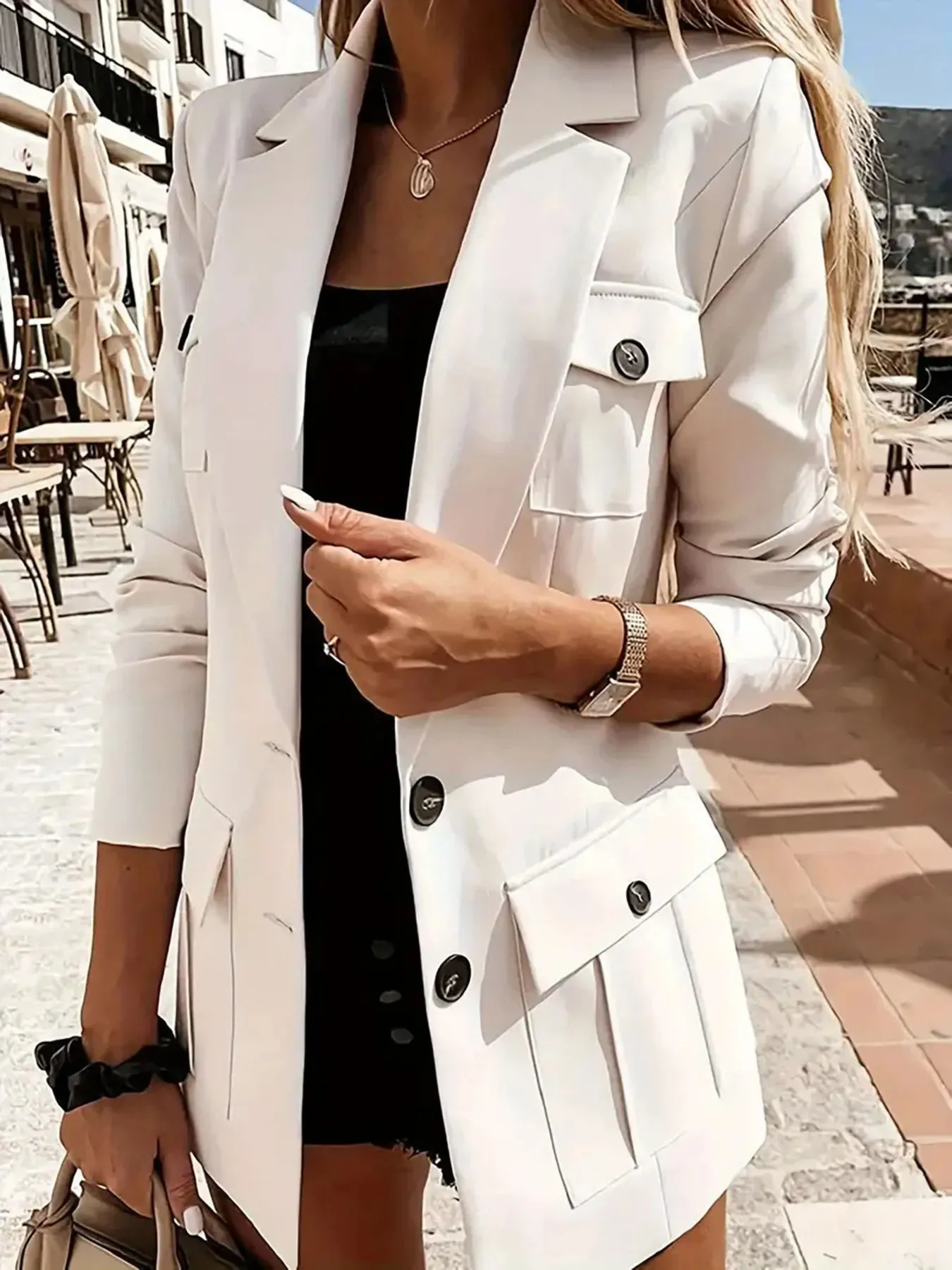 Lapel Collar Long Sleeve Blazer sold by Unique Kulture product image thumbnail 5
