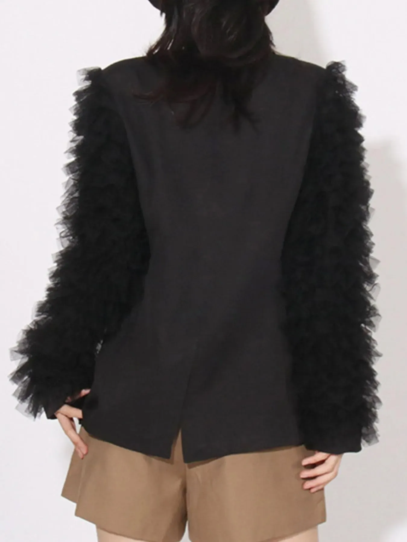 One Button Mesh Long Sleeve Blazer sold by Unique Kulture product image thumbnail 5