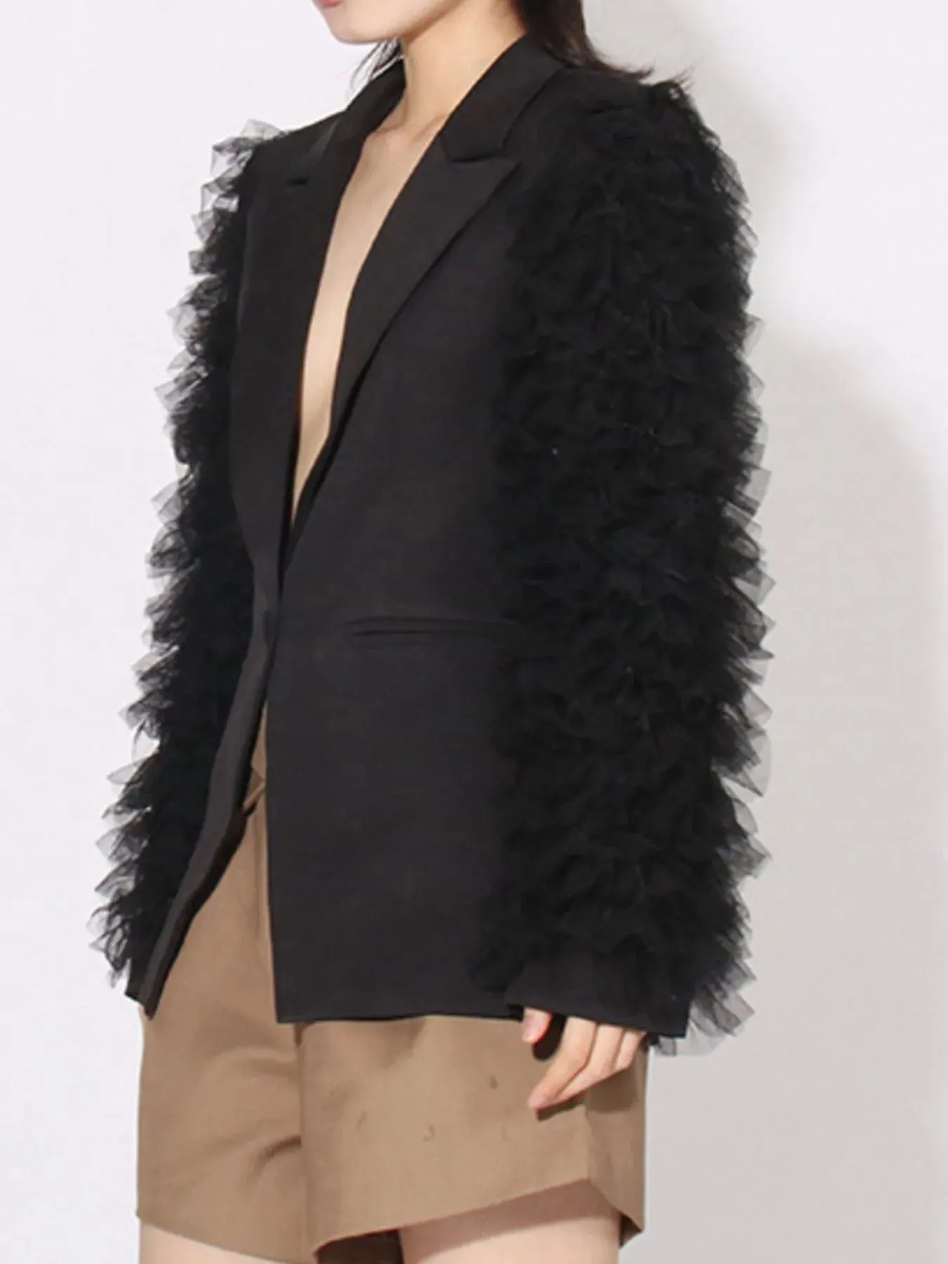 One Button Mesh Long Sleeve Blazer sold by Unique Kulture product image thumbnail 4