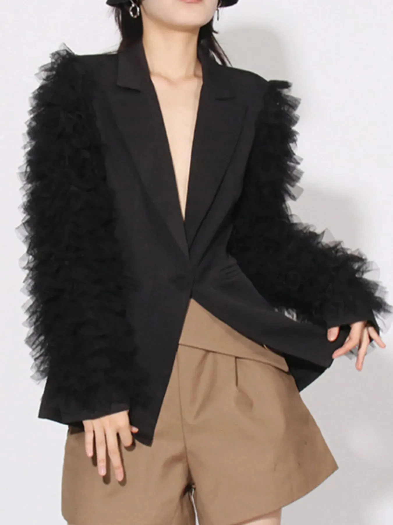 One Button Mesh Long Sleeve Blazer sold by Unique Kulture