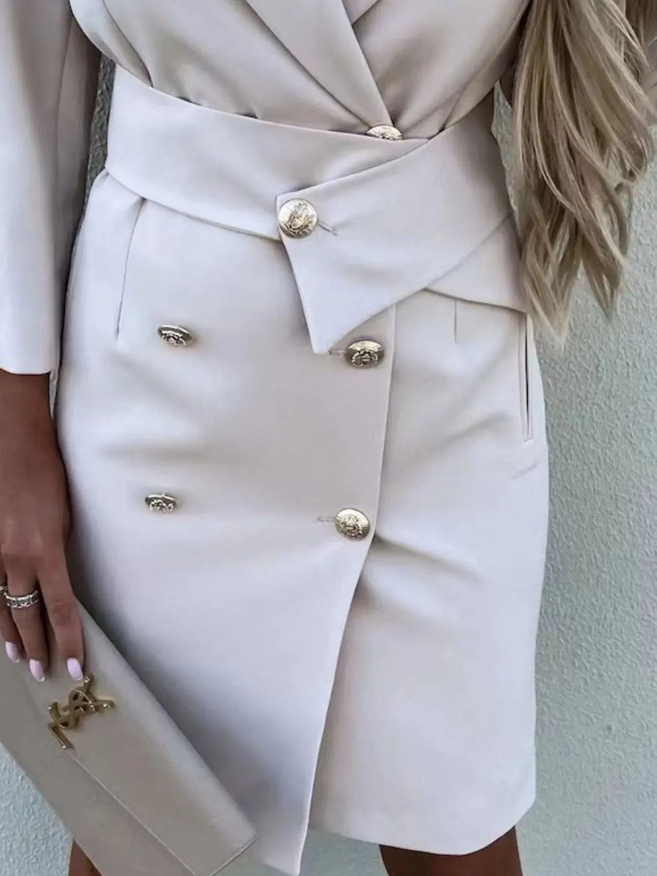 Double-Breasted Lapel Collar Longline Blazer sold by Unique Kulture product image thumbnail 3