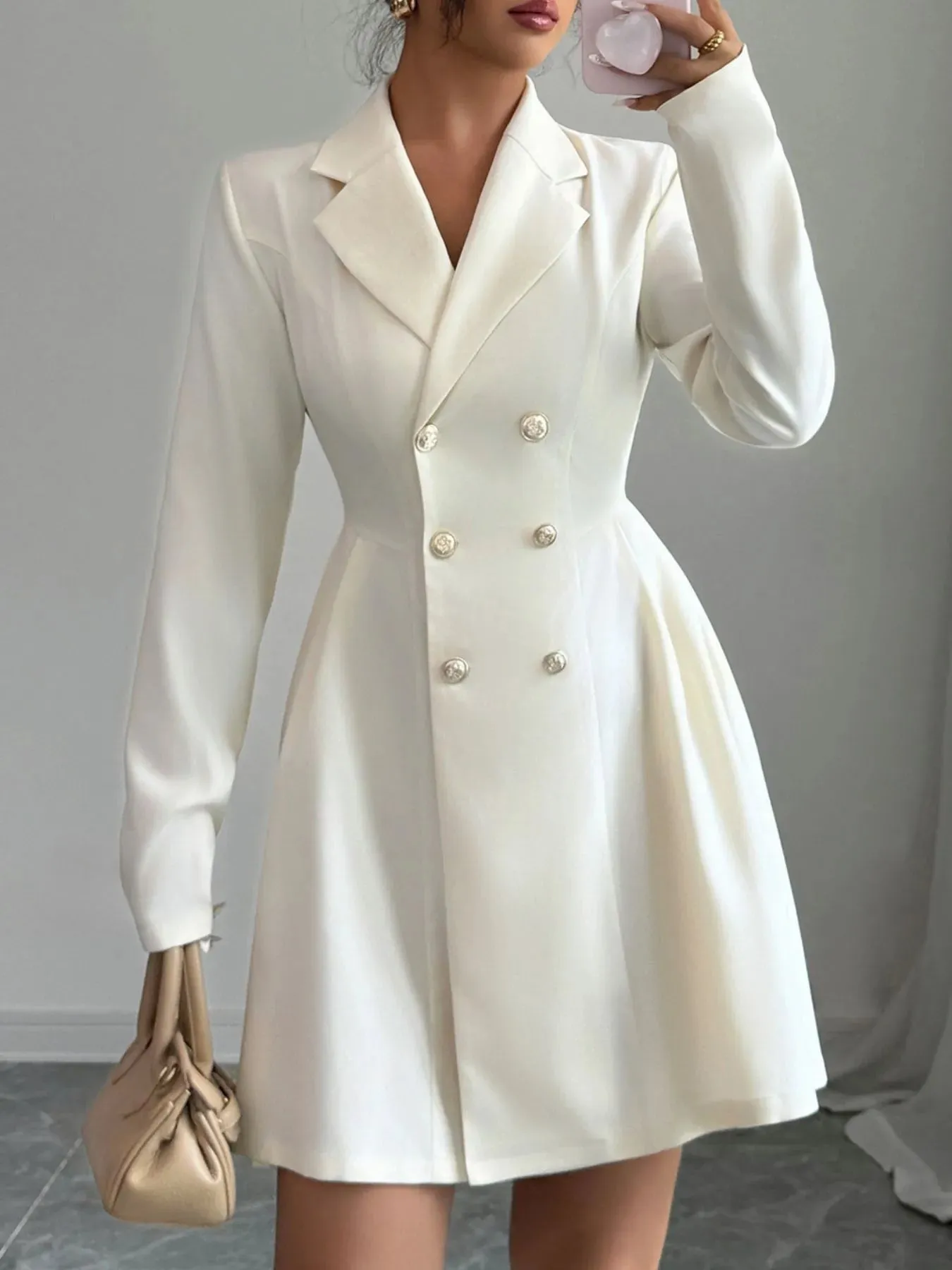 Double-Breasted Blazer Dress with Pleated Detail sold by Unique Kulture product image thumbnail 3
