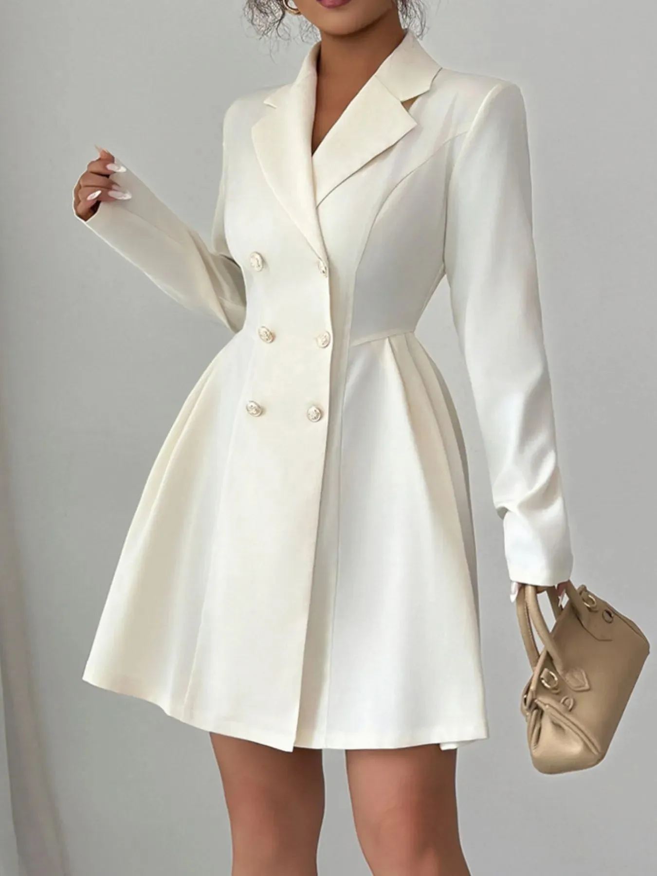 Double-Breasted Blazer Dress with Pleated Detail sold by Unique Kulture product image thumbnail 4