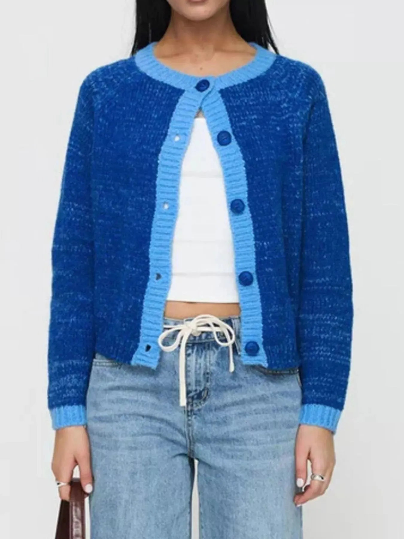 Contrast Trim Button-Up Cardigan sold by Unique Kulture product image thumbnail 5