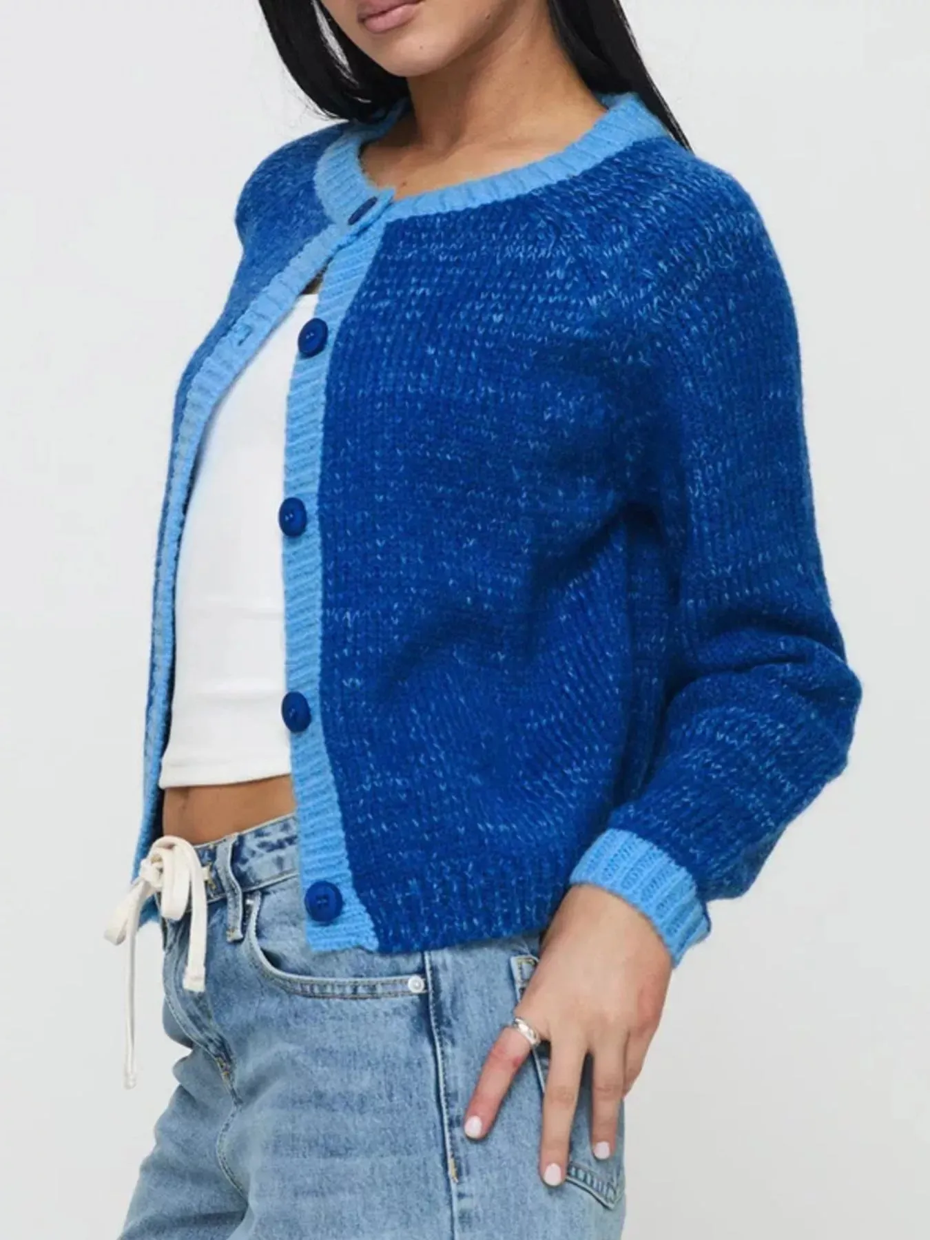 Contrast Trim Button-Up Cardigan sold by Unique Kulture product image thumbnail 2