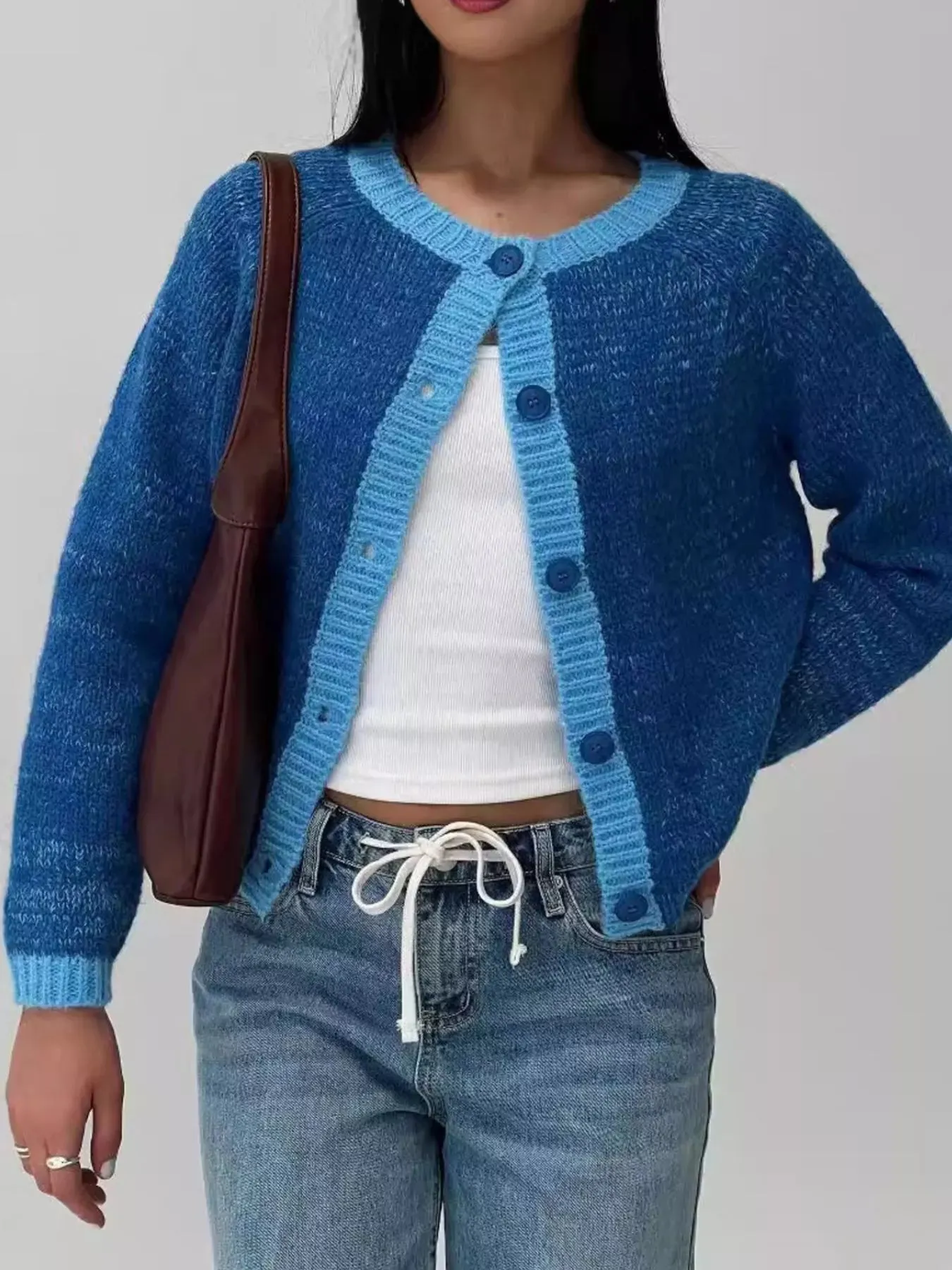 Contrast Trim Button-Up Cardigan sold by Unique Kulture product image thumbnail 3