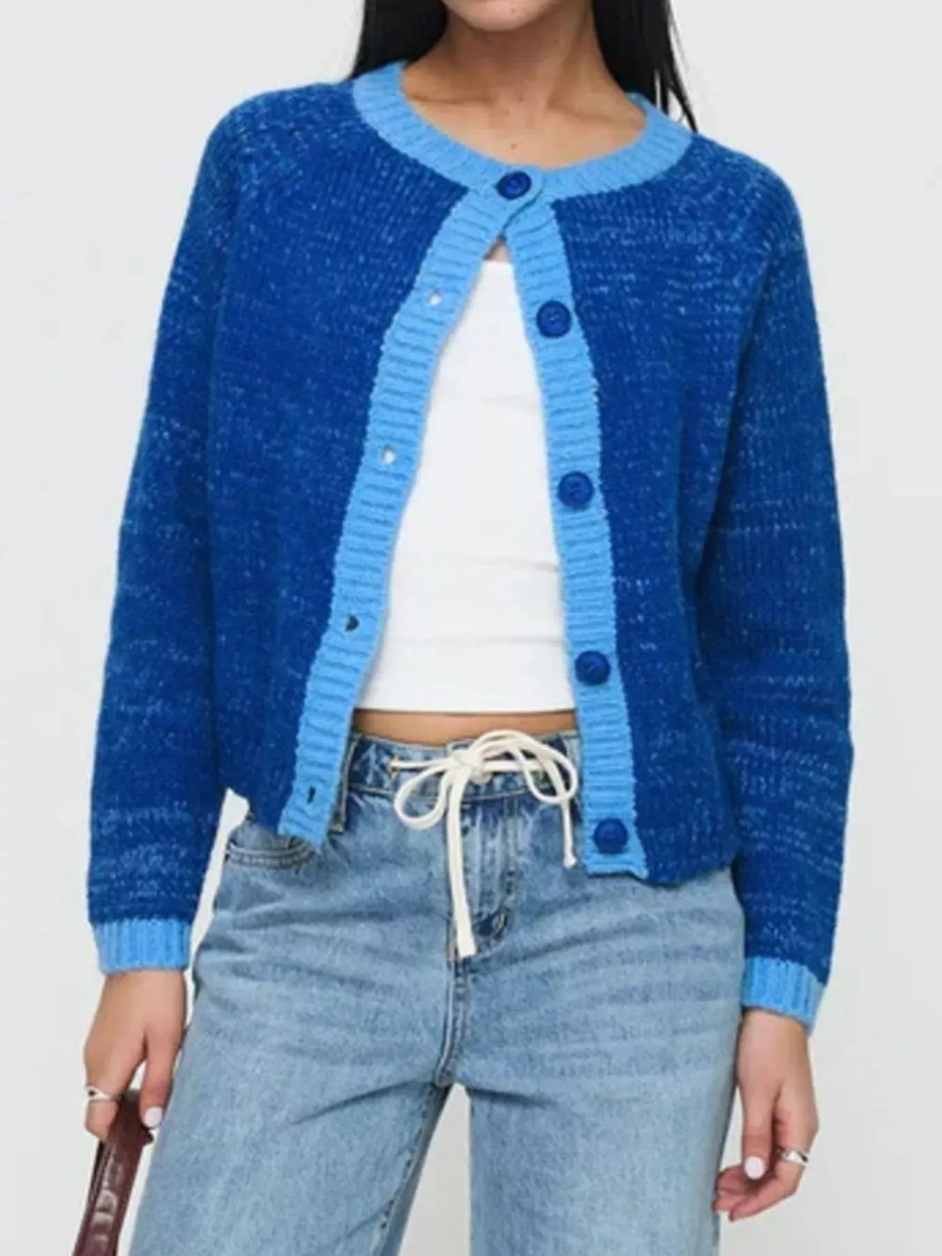 Contrast Trim Button-Up Cardigan sold by Unique Kulture product image thumbnail 4