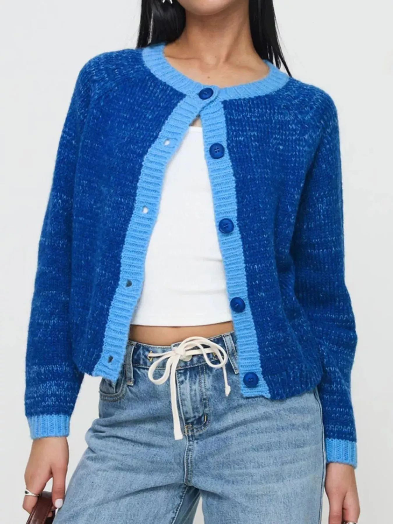Contrast Trim Button-Up Cardigan sold by Unique Kulture