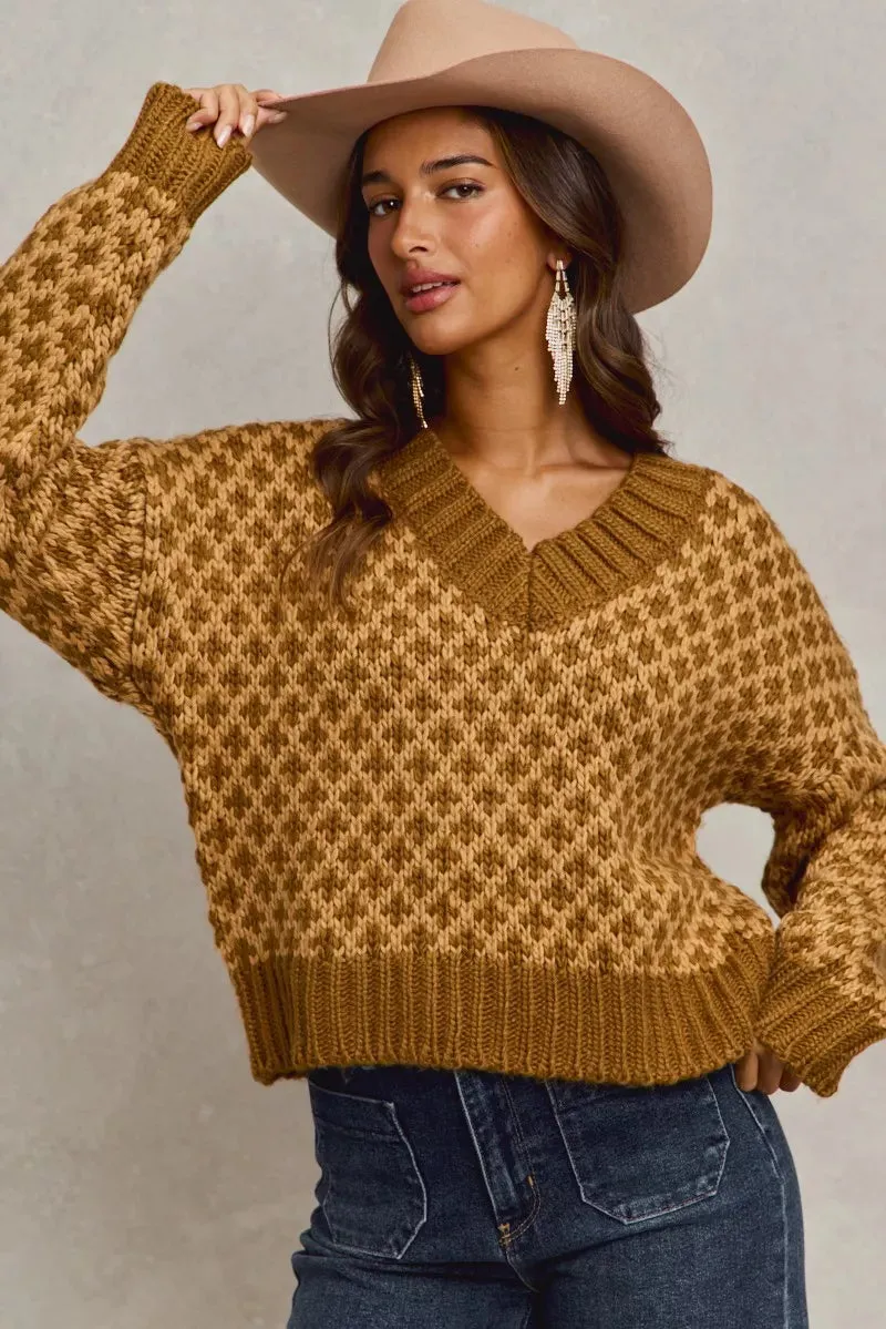 SO ME Color Block Textured Christmas Sweater V Neck Top sold by Unique Kulture product image thumbnail 2