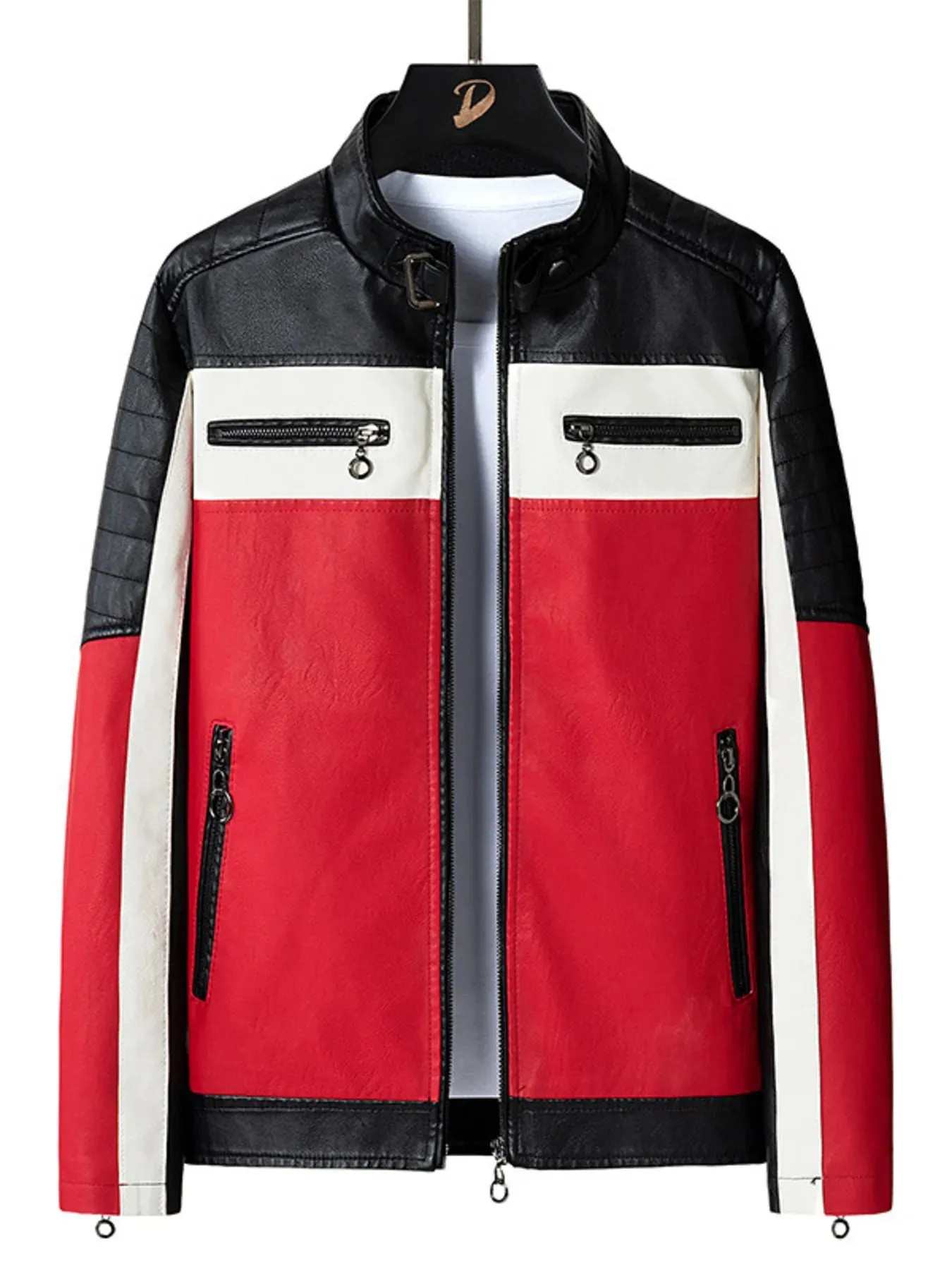 Men's Plus Size Zip Up Long Sleeve Contrast Jacket sold by Unique Kulture product image thumbnail 4