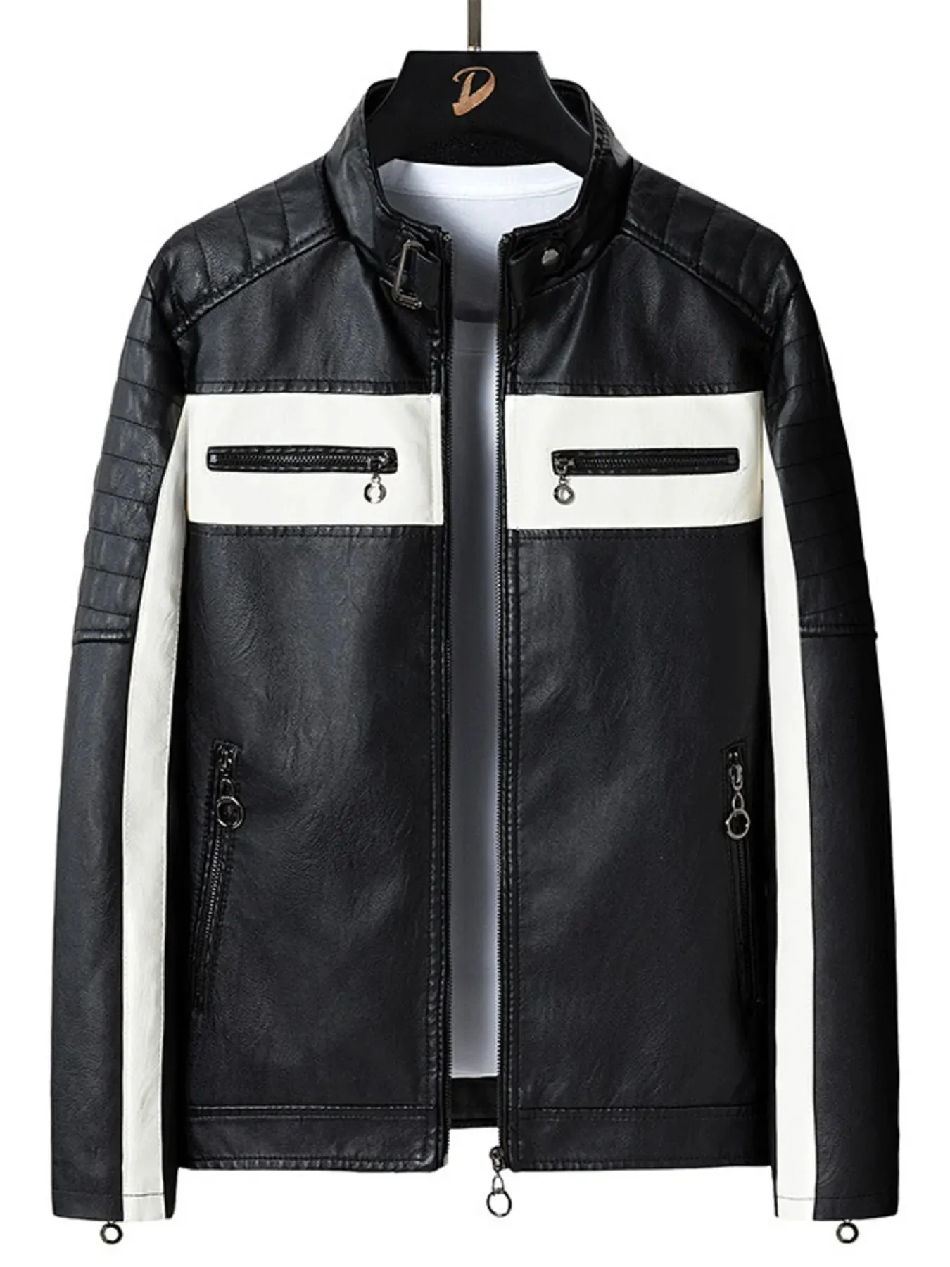 Men's Plus Size Zip Up Long Sleeve Contrast Jacket sold by Unique Kulture
