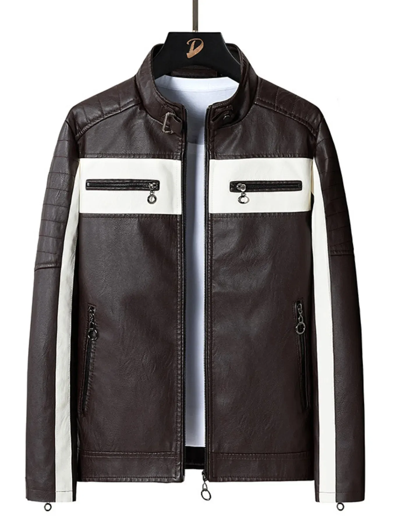 Men's Plus Size Zip Up Long Sleeve Contrast Jacket sold by Unique Kulture product image thumbnail 5