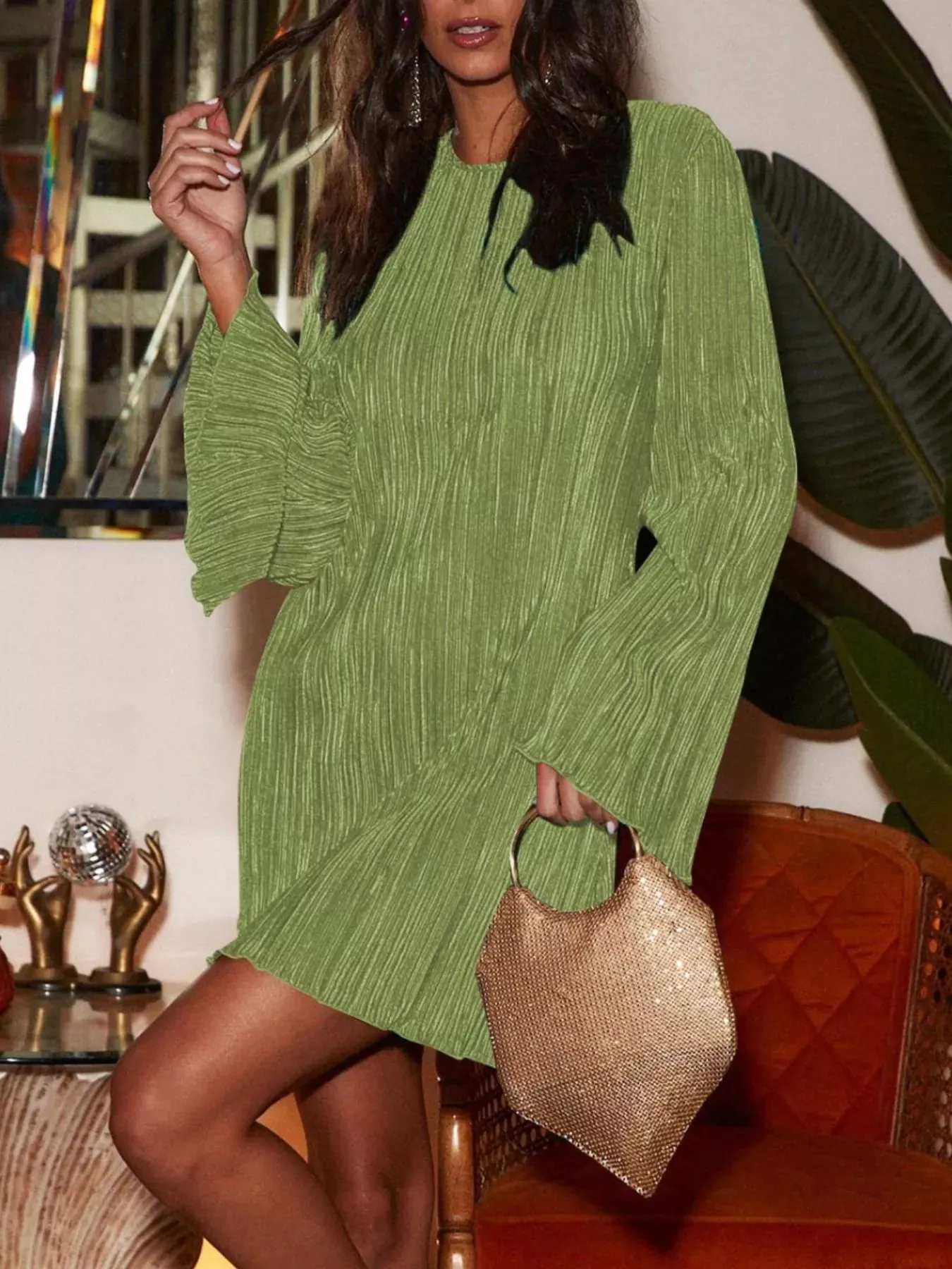 Cutout Back Flare Sleeve Dress sold by Unique Kulture