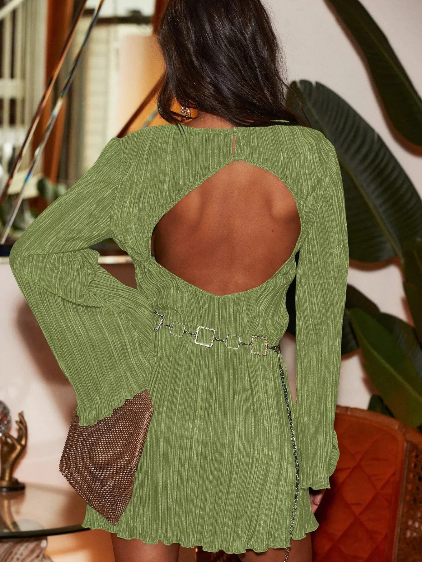 Cutout Back Flare Sleeve Dress sold by Unique Kulture product image thumbnail 2