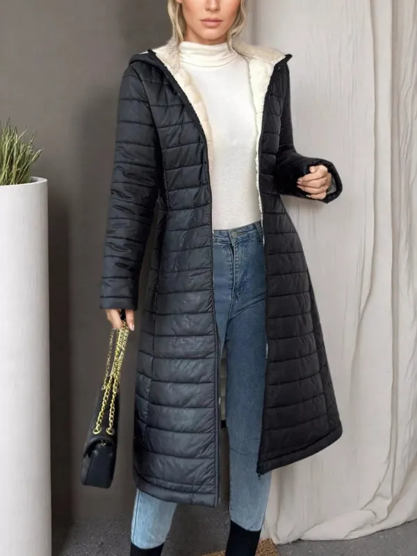 Zip Up Quilted Hooded Puffer Coat sold by Unique Kulture