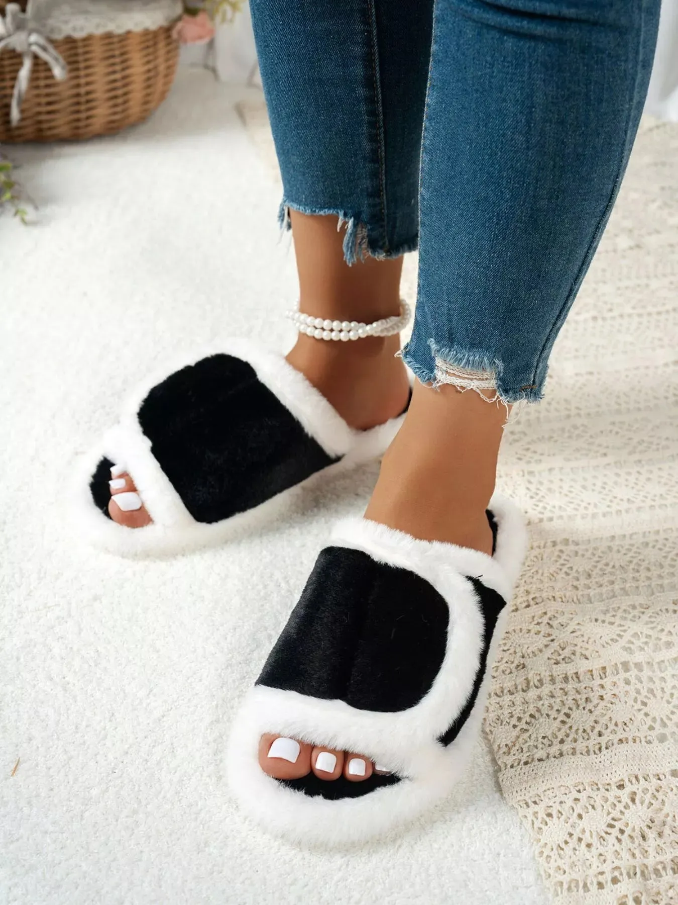 Fuzzy Open Toe Flats Slippers sold by Unique Kulture product image thumbnail 4