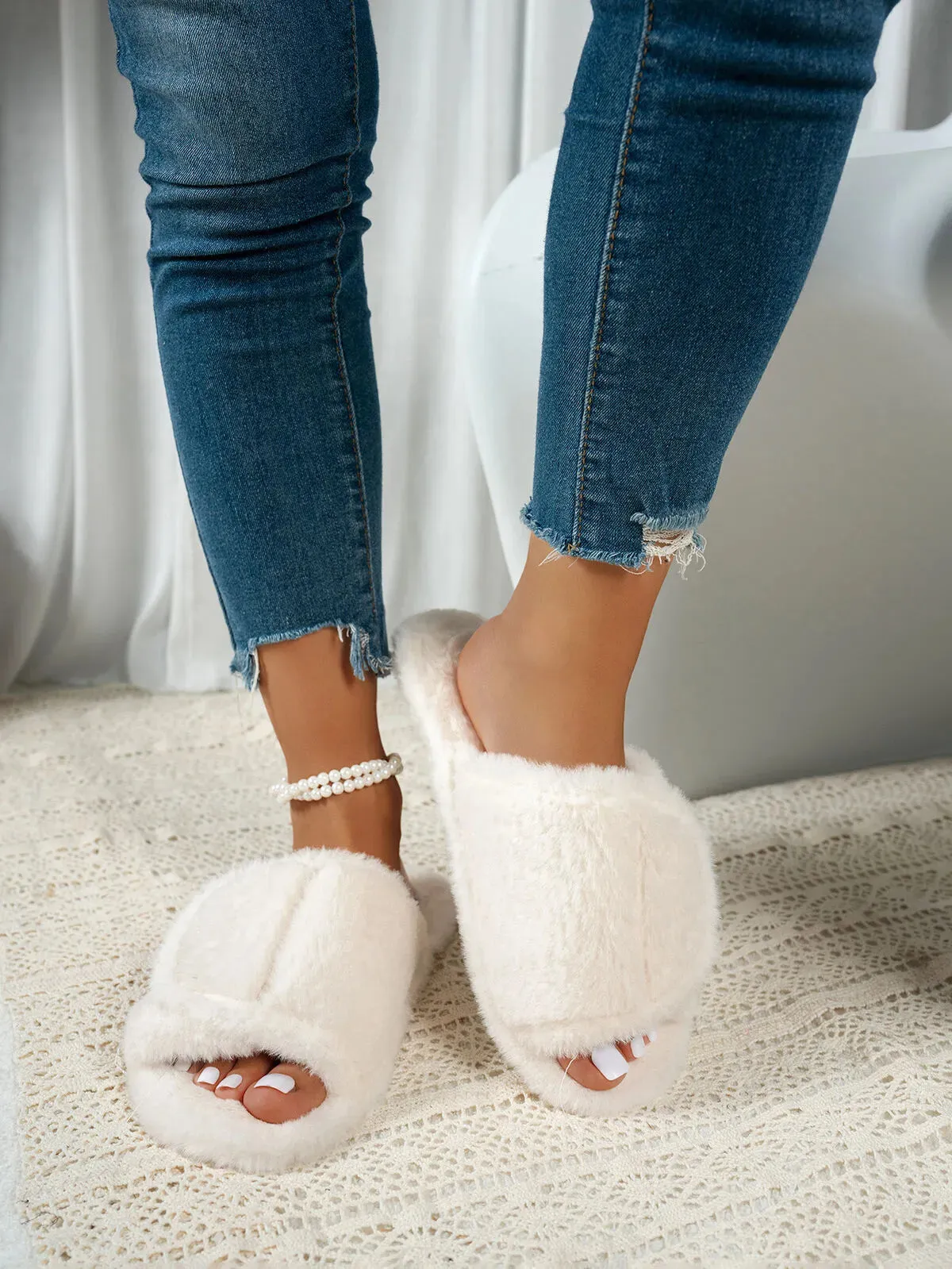 Fuzzy Open Toe Flats Slippers sold by Unique Kulture product image thumbnail 5