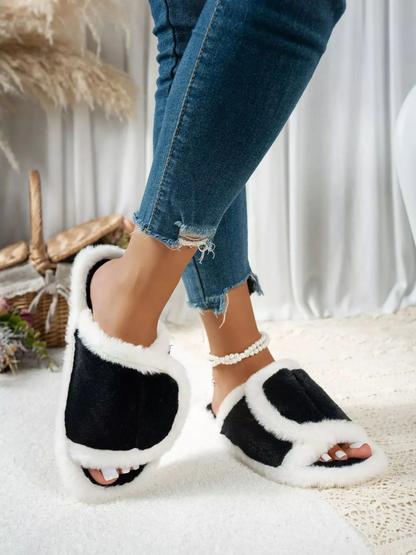 Fuzzy Open Toe Flats Slippers sold by Unique Kulture product image thumbnail 3
