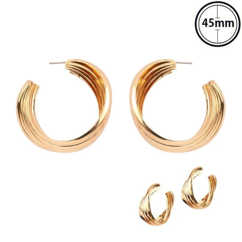 Flash-plated Twisted Bedded Hoop Earrings made by Unique Kulture