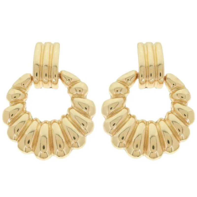 Scallop Pattern Crescent Hoop Earrings sold by Unique Kulture