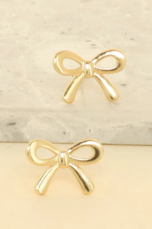 Short Tail Bow Ribbon Post Earrings made by Unique Kulture