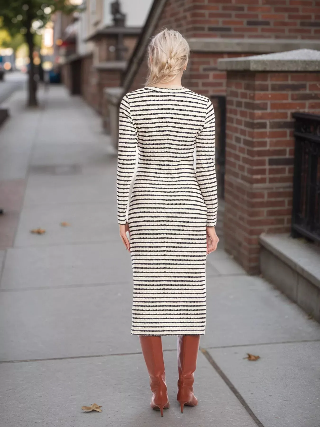 Slit Striped Long Sleeve Dress sold by Unique Kulture product image thumbnail 3