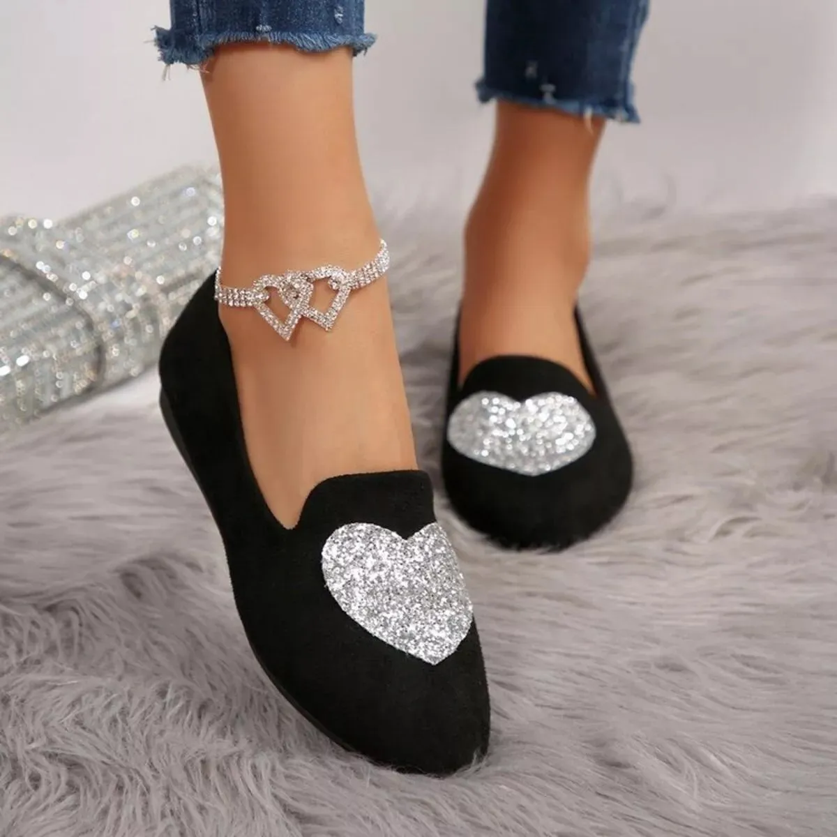 Point Toe Heart Slip-Ons sold by Unique Kulture