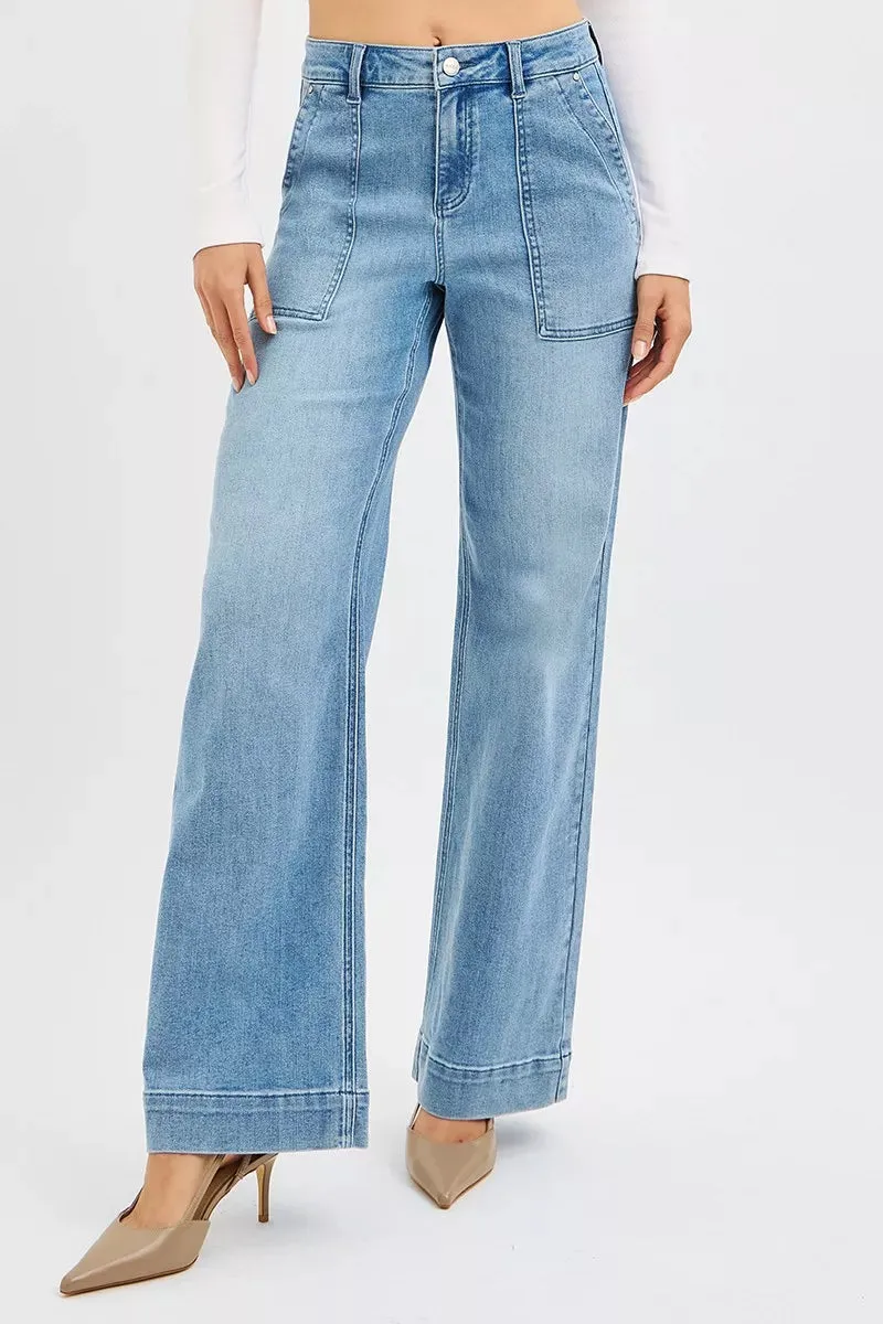 RISEN Full Size High Rise Straight Leg Jeans with Front Pockets Plus Size sold by Unique Kulture product image thumbnail 2