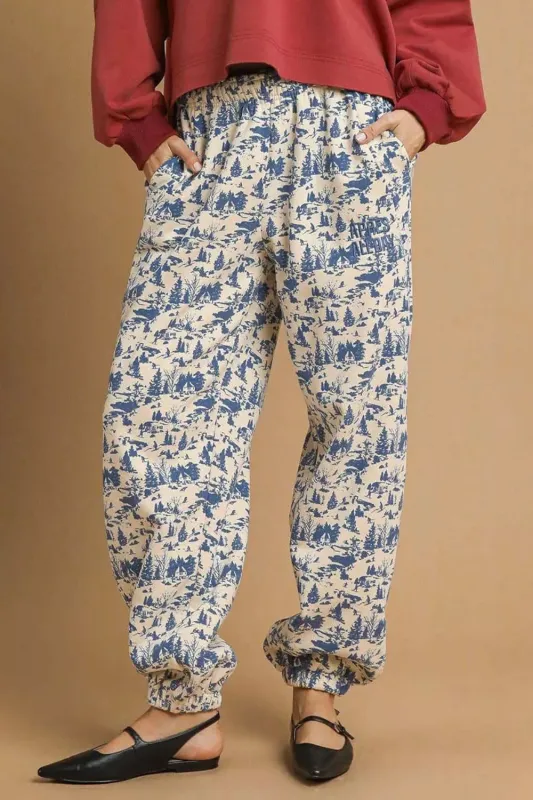 Umgee Scenic Print Casual Sweatpants made by Trendsi