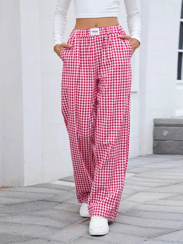 Plaid Wide Leg Casual Pants sold by Unique Kulture